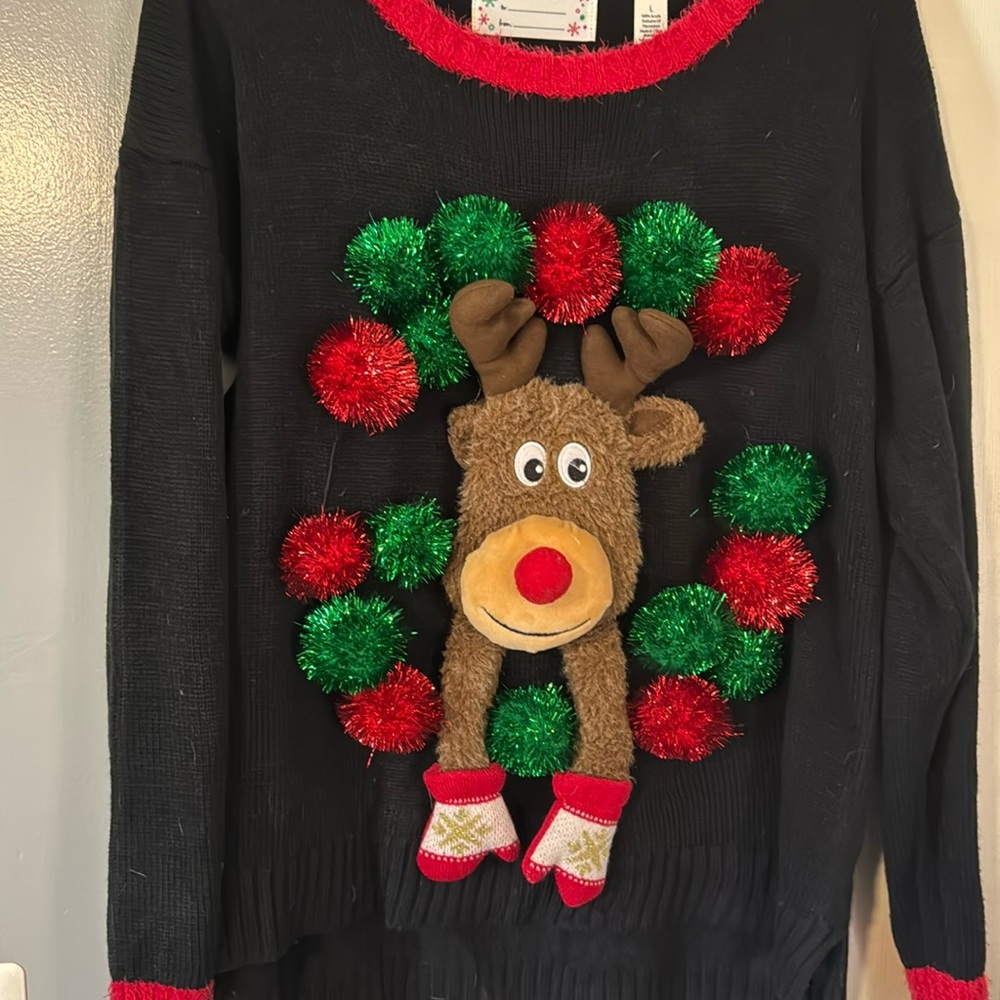 reindeer 3d ugly Christmas/holiday sweater - includes “to/from” tag sewn on